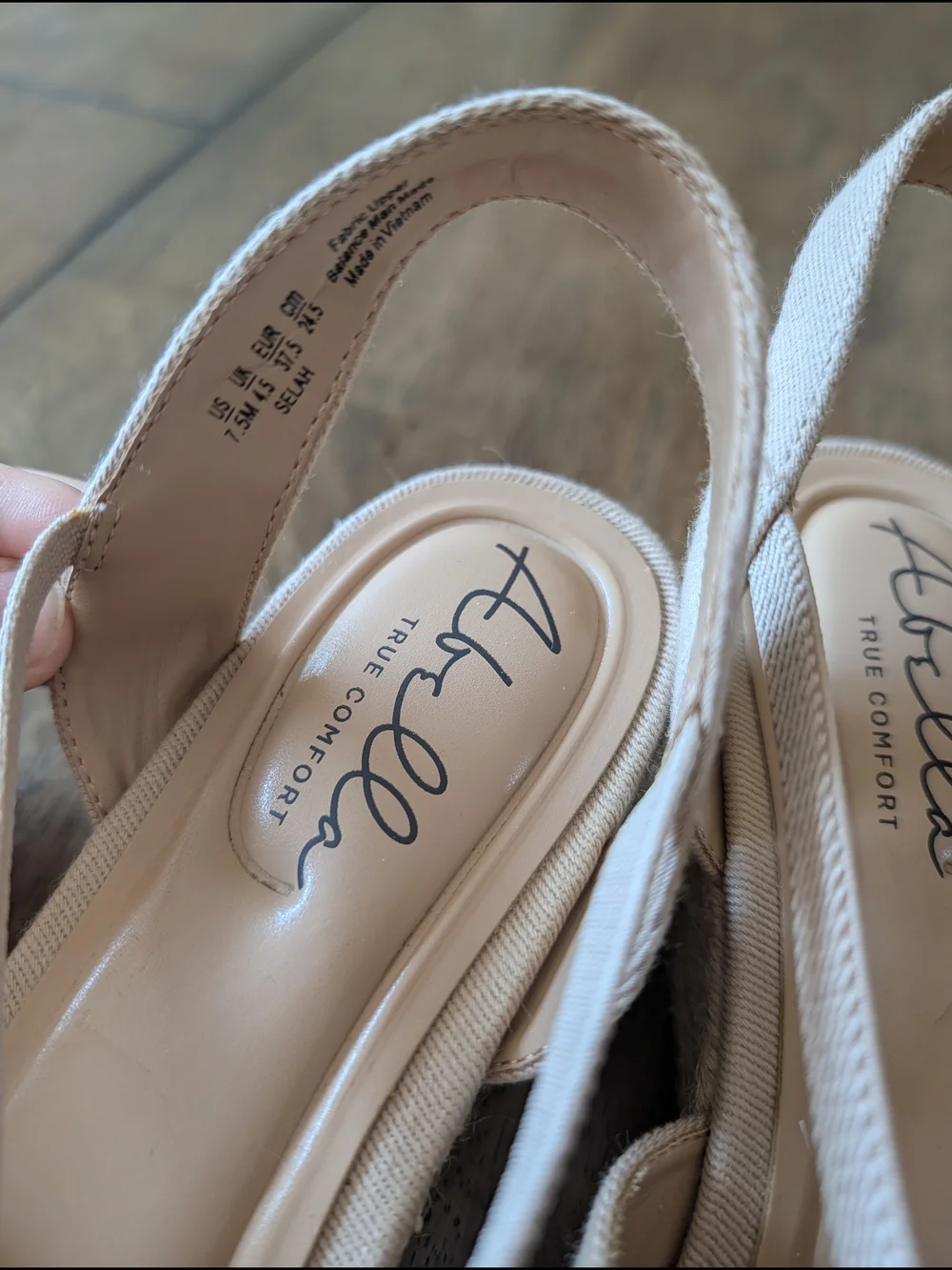Abella Beige Canvas Slingback Espadrille Wedges